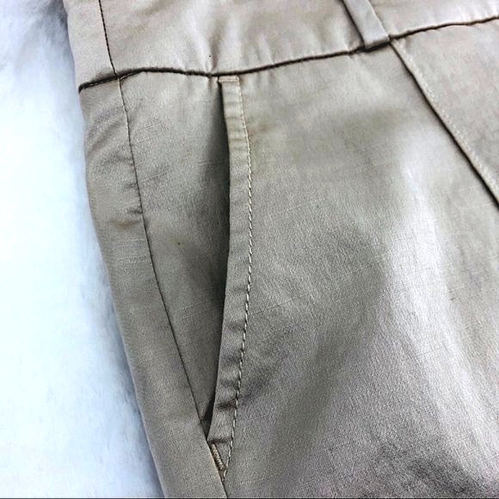 Bebe Women’s Size 8 Italian Fabric Capri Pants. Golden Tan Shimmery Texture EUC - Picture 4 of 10